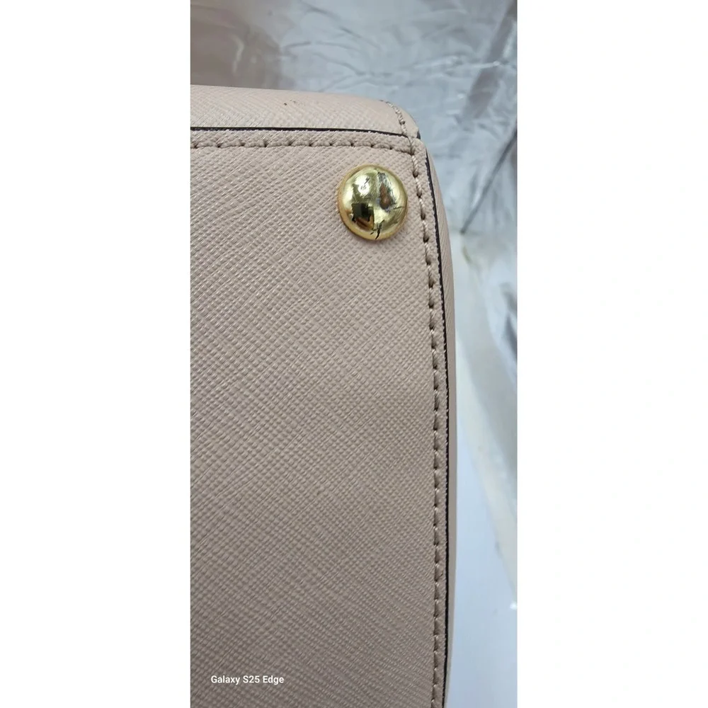 Michael Kors Selma Studded Saffiano Leather Tote Bag Blush Pink Gold Hardware